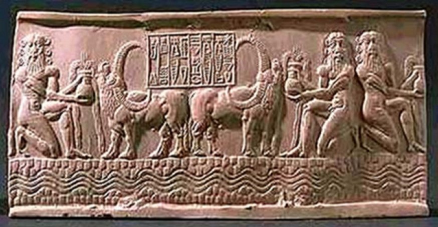 mpression of the Sharkalisharri cylinder seal, ca. 2183- 2159 BC during Akkadian, reign of Shar-kali-sharri. Mesopotamia. Cuneiform inscription in Old Akkadian. Credits: Louvre Musée