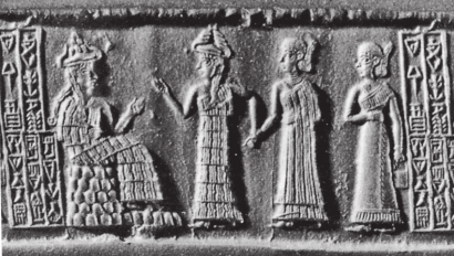 Modern impression of the Akkadian seal of the nurse Takunai, Jerusalem Bible Lands Museum